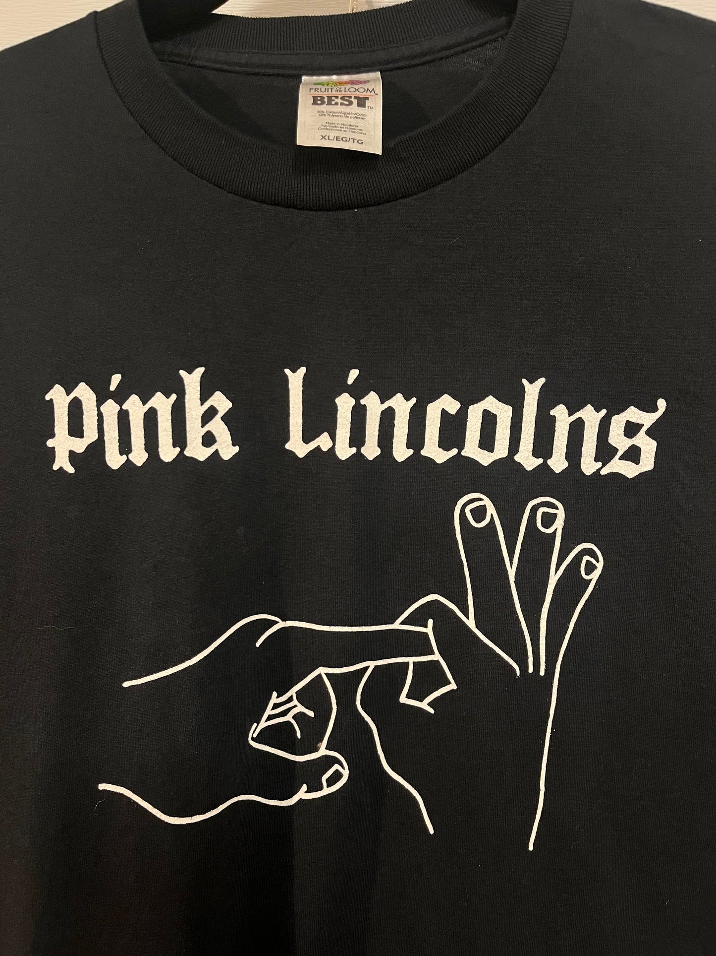 Pink Lincolns white design T-shirt